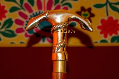 Nautical Style Walking Stick Brass Ship Anchor Handle Foldable Wooden Cane