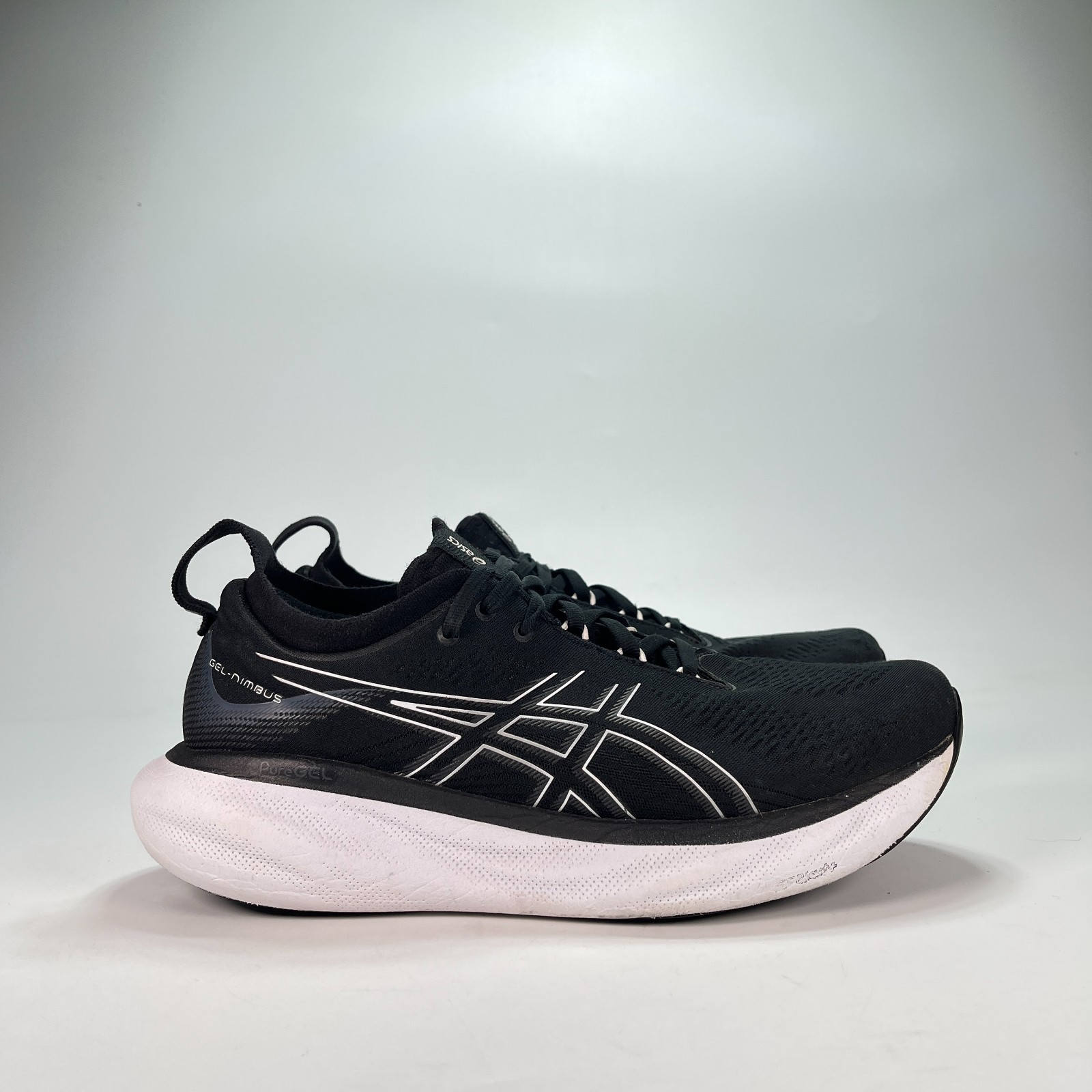 ASICS Gel-Nimbus 25 Black White Athletic Running Shoes 1011B547 Men’s Size 10.5
