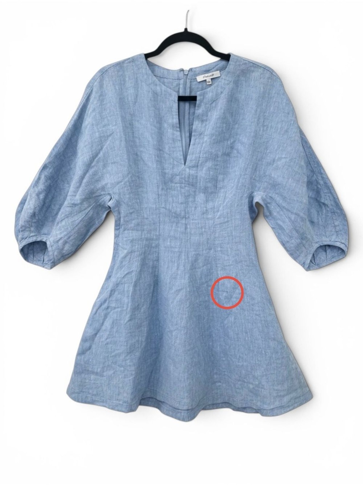 MADEWELL Splitneck Mini Dress in Sunfaded Blue – size 0
