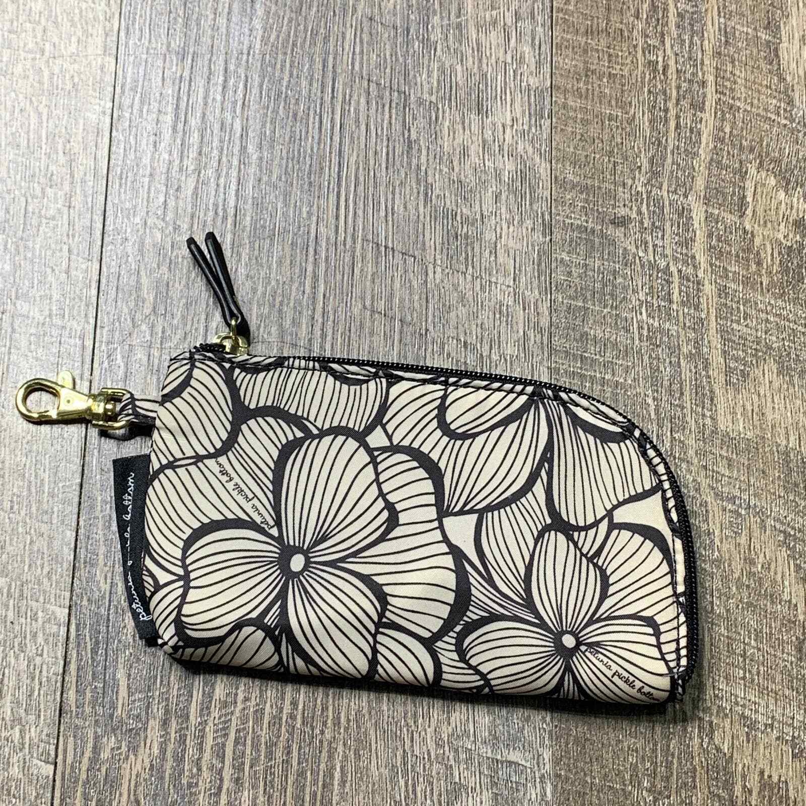 Petunia Pickle Bottom Purse Wristlet Zip Around Wallet Beige Floral Zip Closure