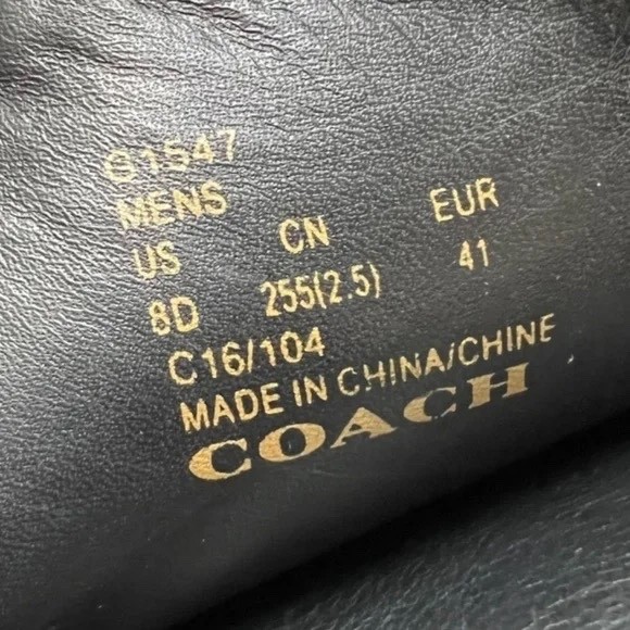 COACH Bleecker Men’s Combat Black Leather Cap Toe Boots 8D