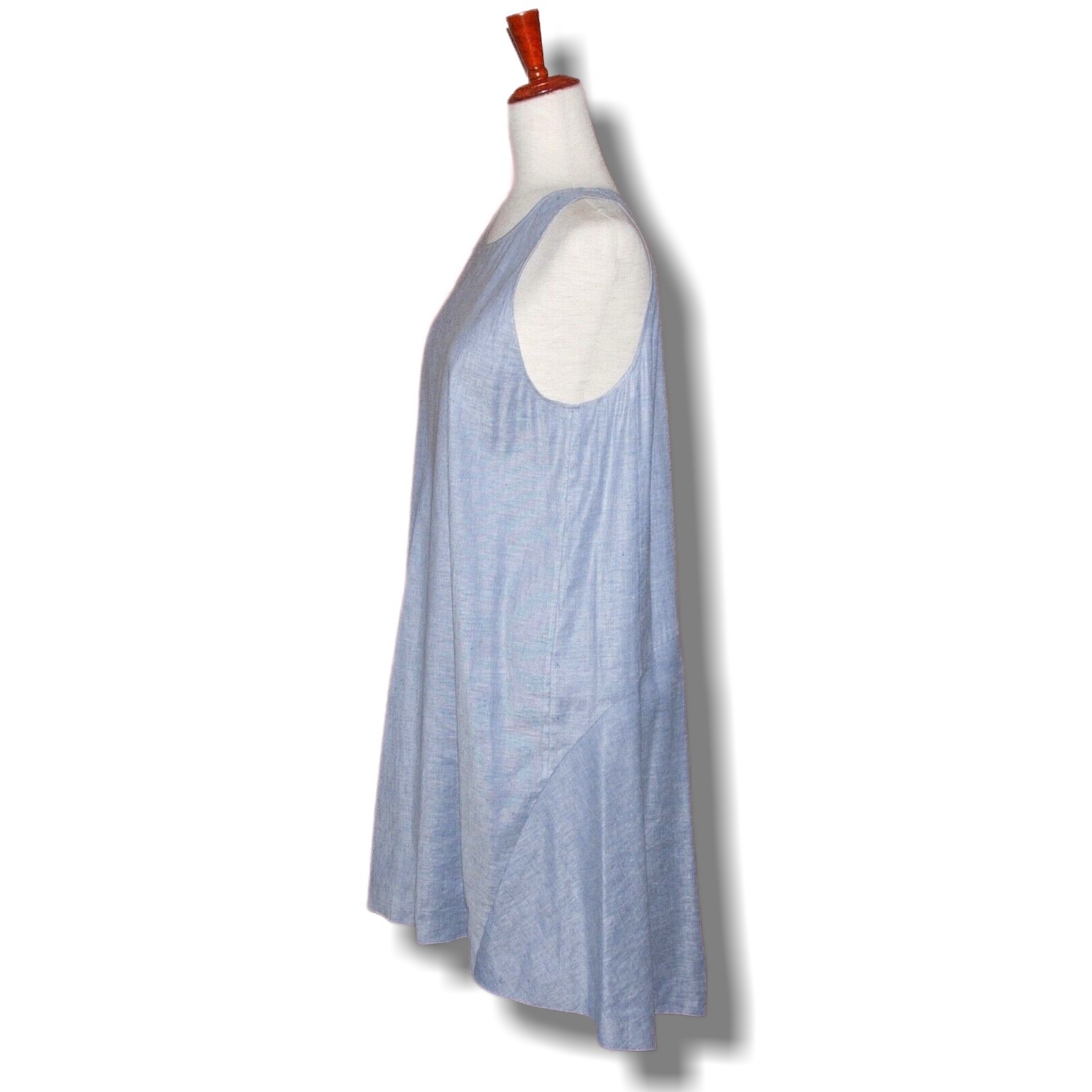 Theory sz 10 Alderdale Linen Blend Sleeveless Shift Dress Simple Blue Summer