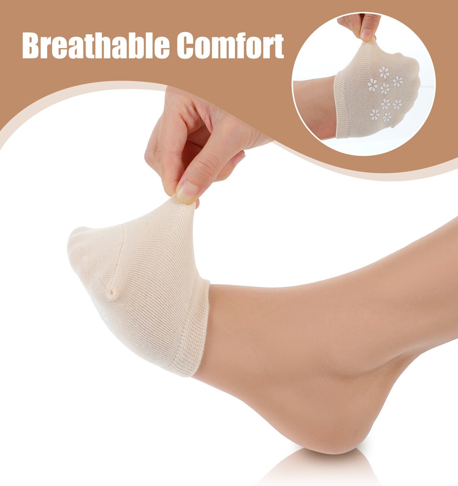 8× Invisible Toe Socks Non-slip Mules Half Socks Toe Topper Covers for Womens US