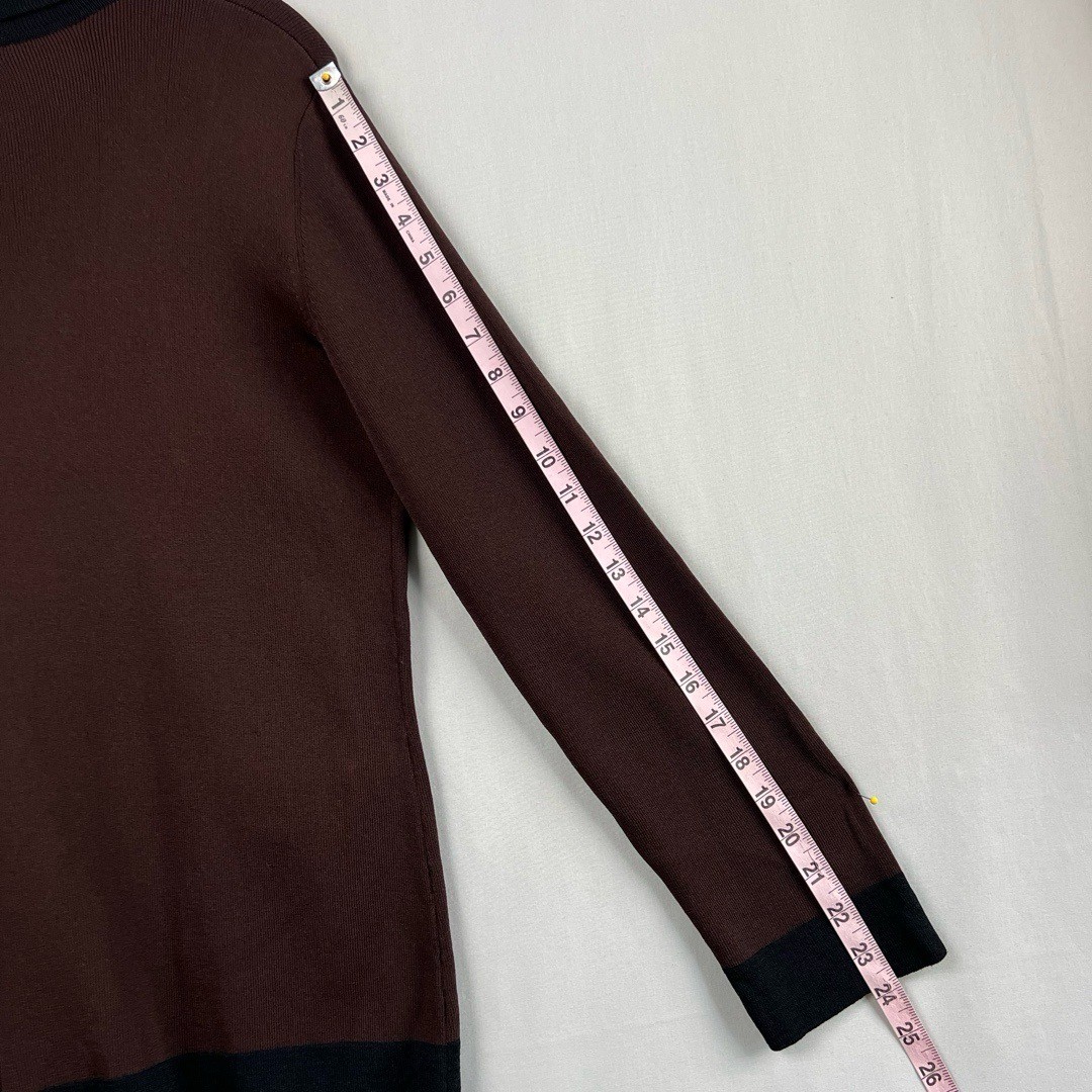 Harvé Benard Womens Small Cardigan Stretch Knit Brown Black Button Up Pockets