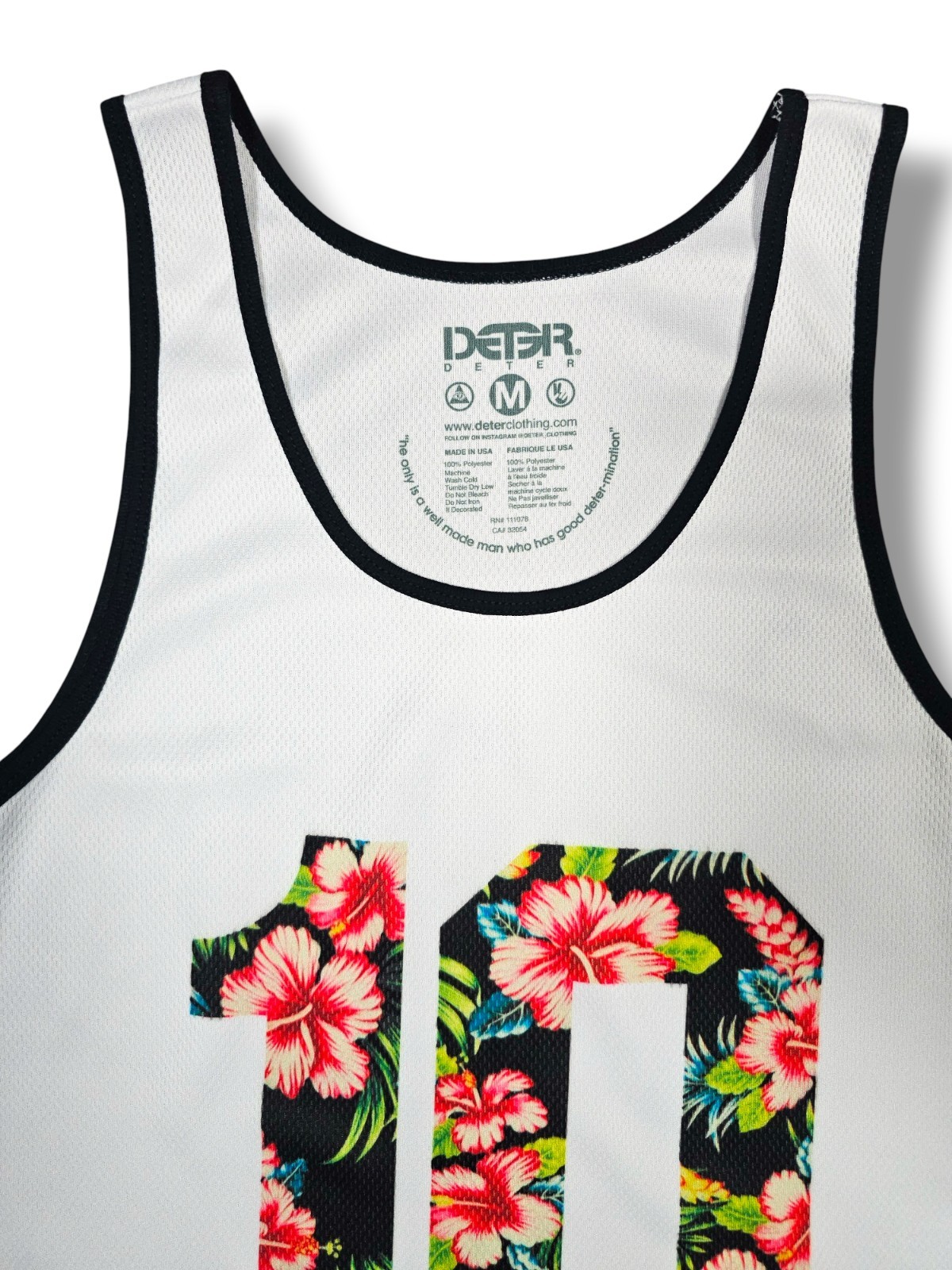 White Floral Varsity Mesh Tank Top Modern Casual Summer Streetwear Y2K Medium
