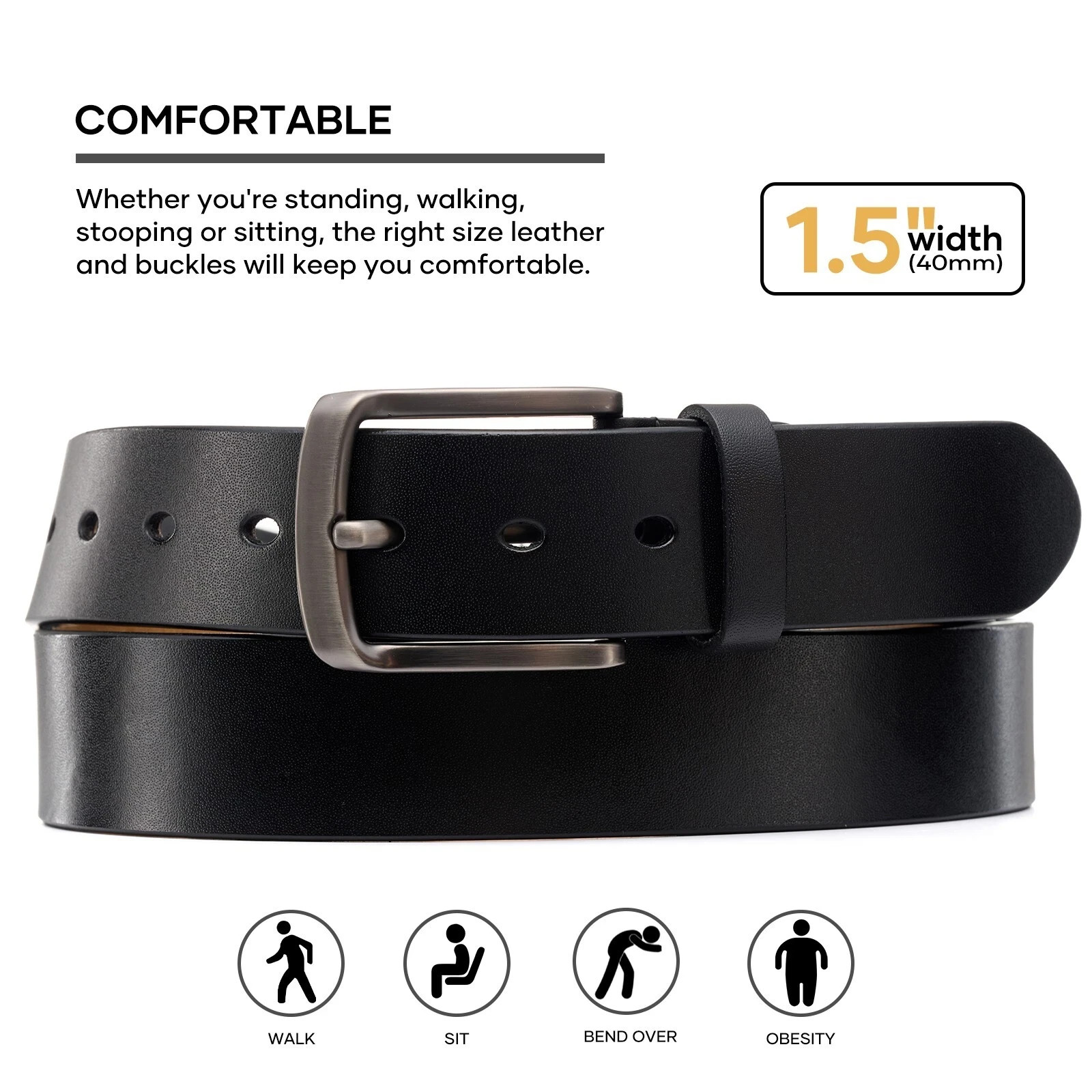 Men’s belts,Full Grain Genuine Leather Casual Dress Jeans Belts for Men