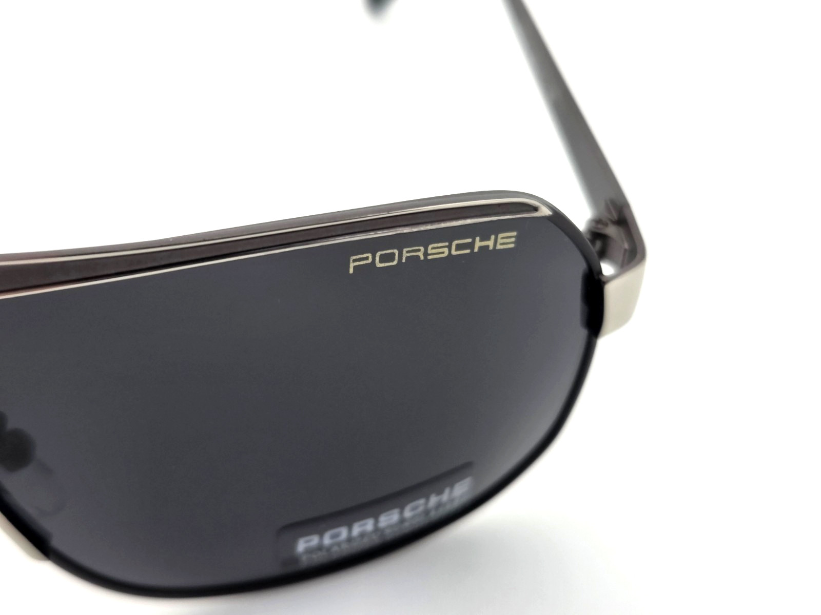 Polarized Porsche Square Metal Aviator Sunglasses Gunmetal Smoke PH19 130mm