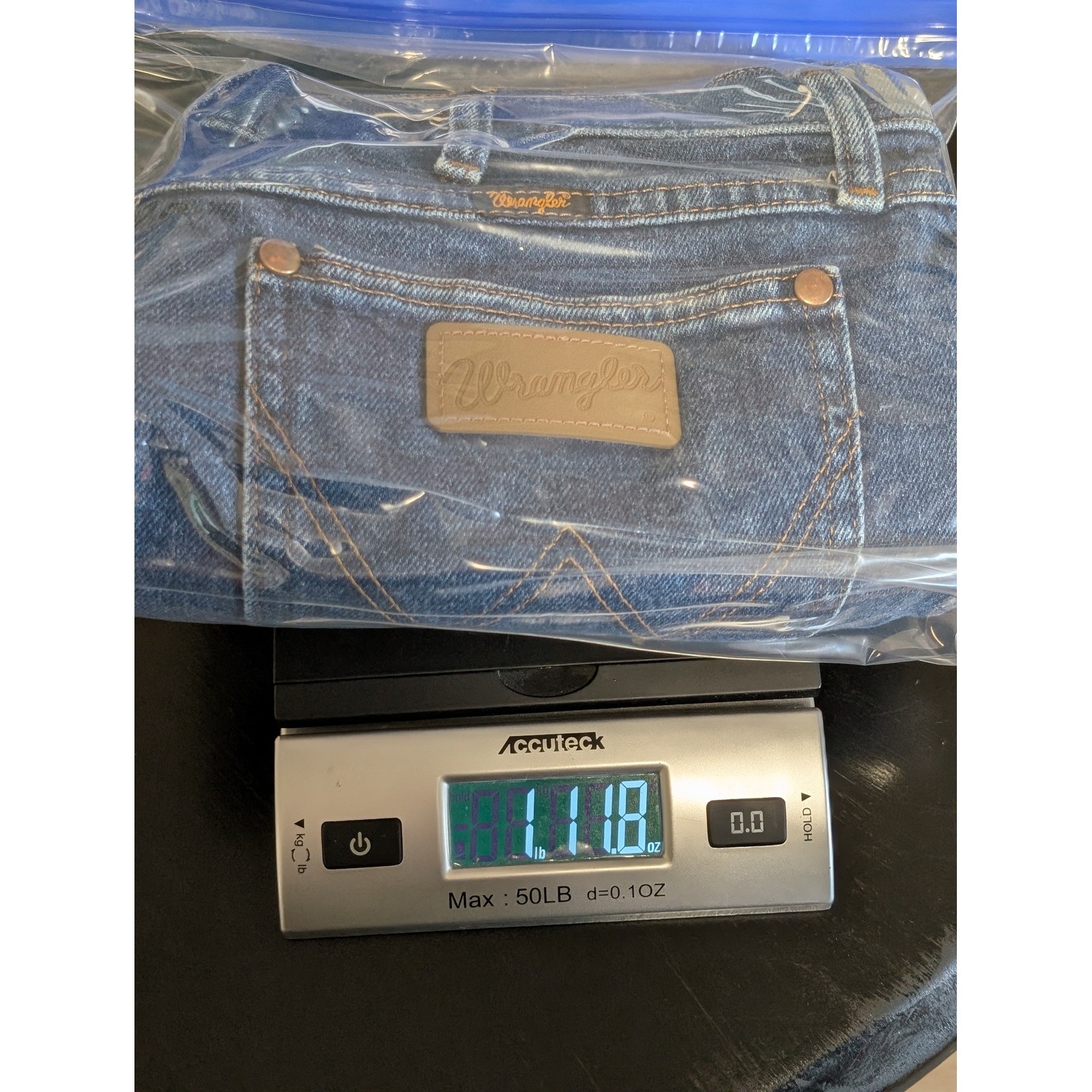 Wrangler 947STR Mens Cowboy Cut Slim Fit Jeans Dark Wash Blue 35×30