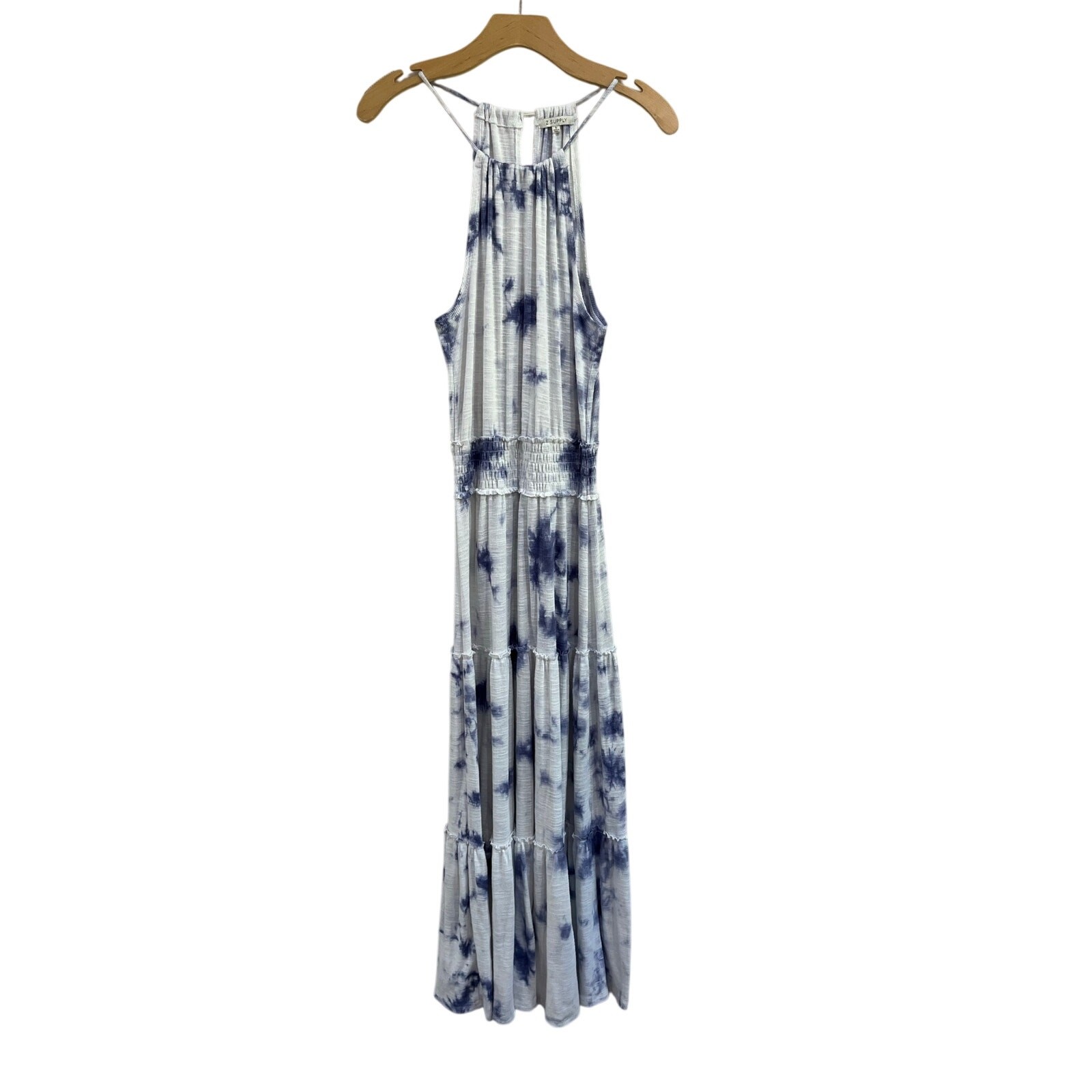 Z Supply Beverly Tie Dye Maxi Dress Blue White Resort Vacation Boho Small