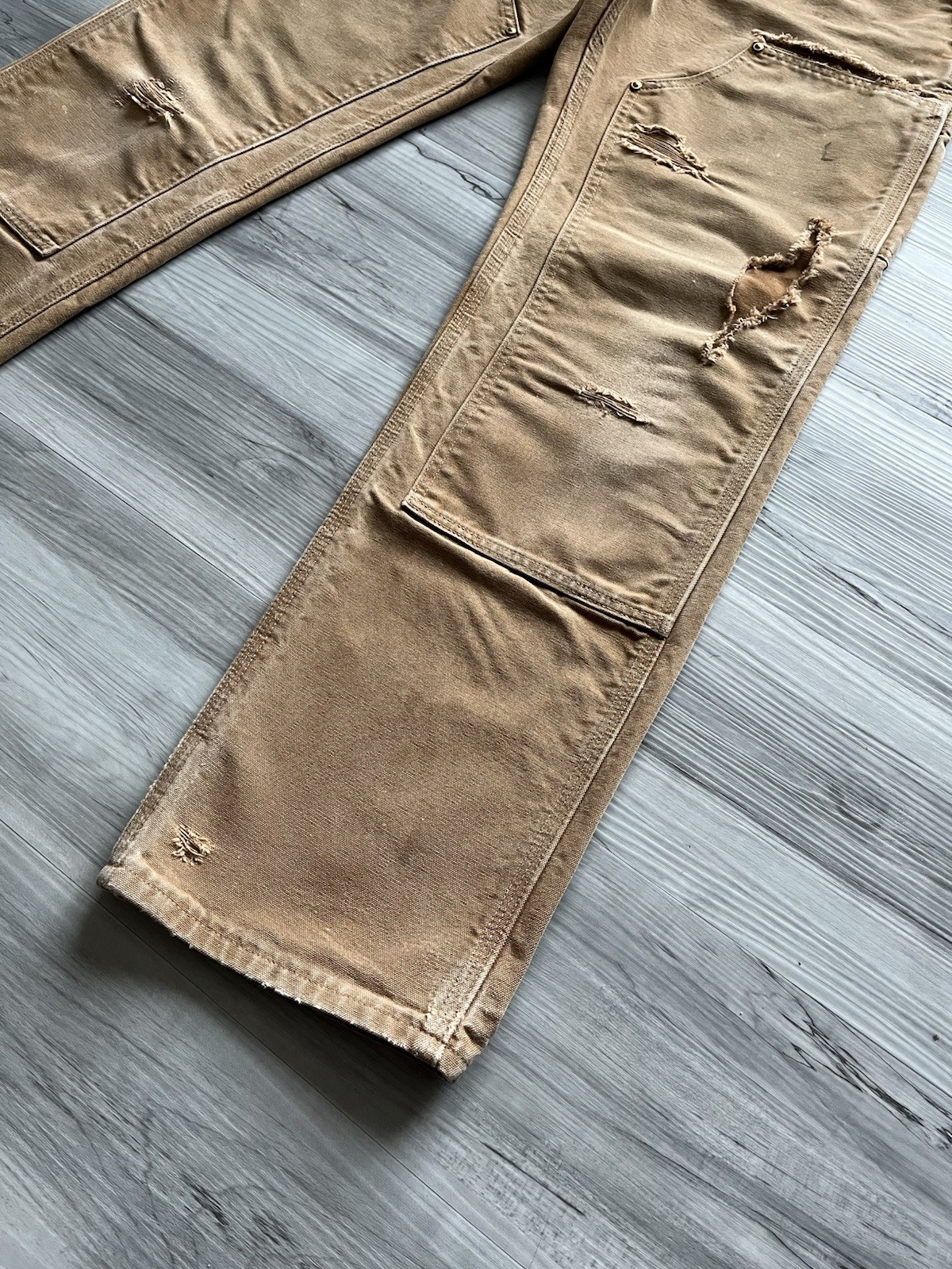 Vintage Carhartt B01 BRN Double Knee Pants 30×30 Made In USA -Distressed & Faded