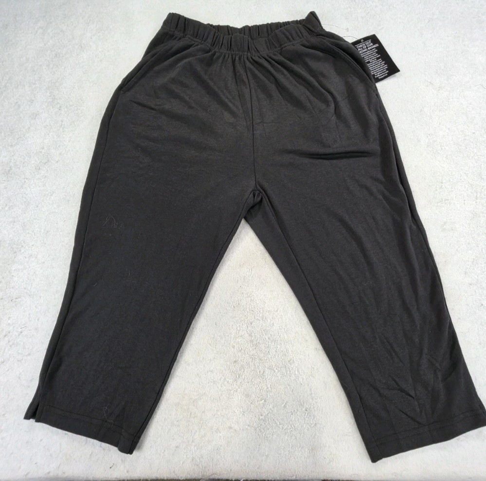 NWT Jessica London Womens Black Pull On Pants Cotton Blend Cropped Size 12