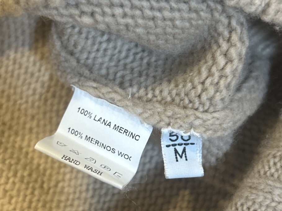 Venanzi 100% Wool Knit Sweater Made in Italy Tan/Brown Size M