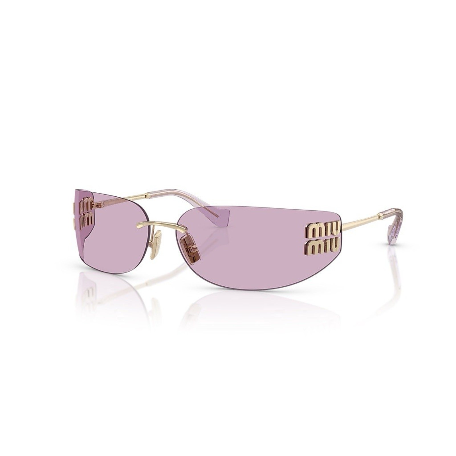 MIU MIU MU A51S ZVN90O Pale Gold Pink Women Wrap Sunglasses AUTHENTIC