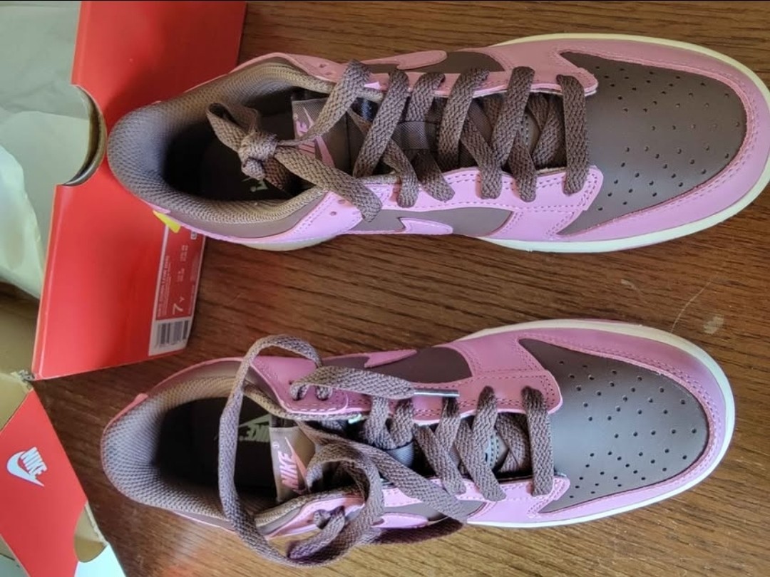 Nike Dunk Low Men’s Low Top Lace-Up Athletic Sneakers Pink Brown Colorblock