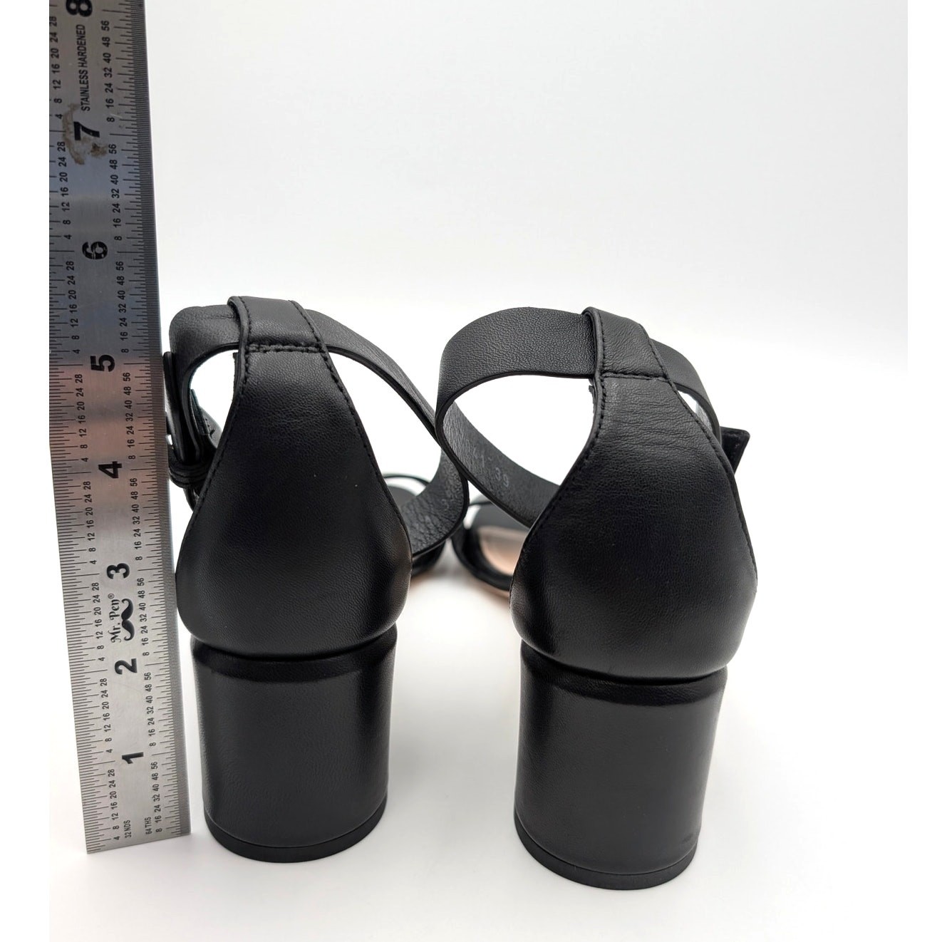 AGL Gala Block Heel Ankle Strap Sandals Open Toe Women’s Black Size US9 EU39