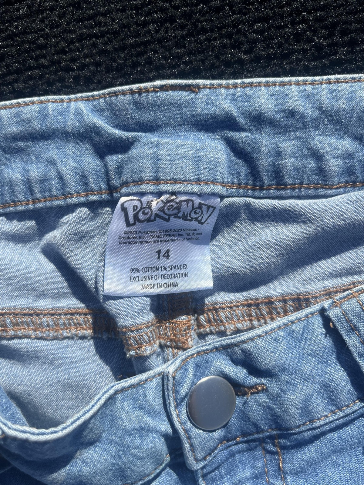 Pokemon Jeans Youth 14 Blue Denim Graphic Pikachu Charmander Squirtle Bulbasaur
