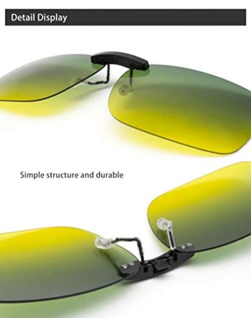 Night Driving Glasses Clip-On, Polarized Glare Reduce, High Yellow&green-fixed