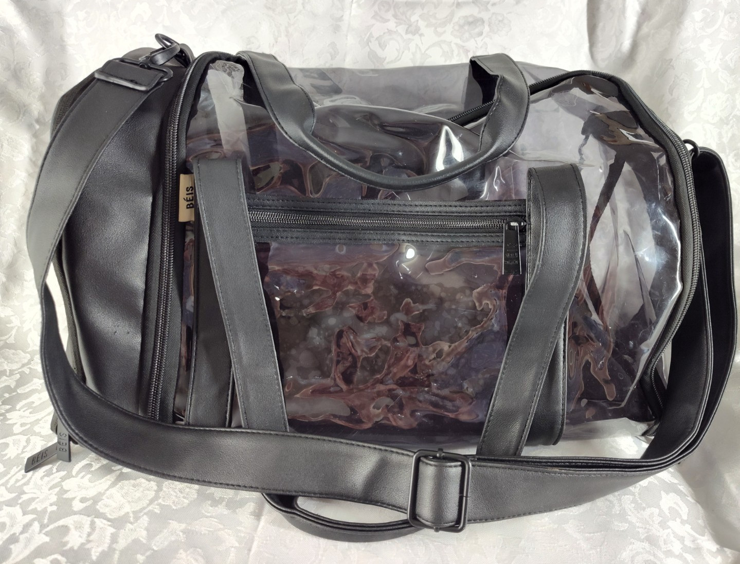 Beis Black & Clear Transparent Duffel Gym Travel Weekender Bag ST42
