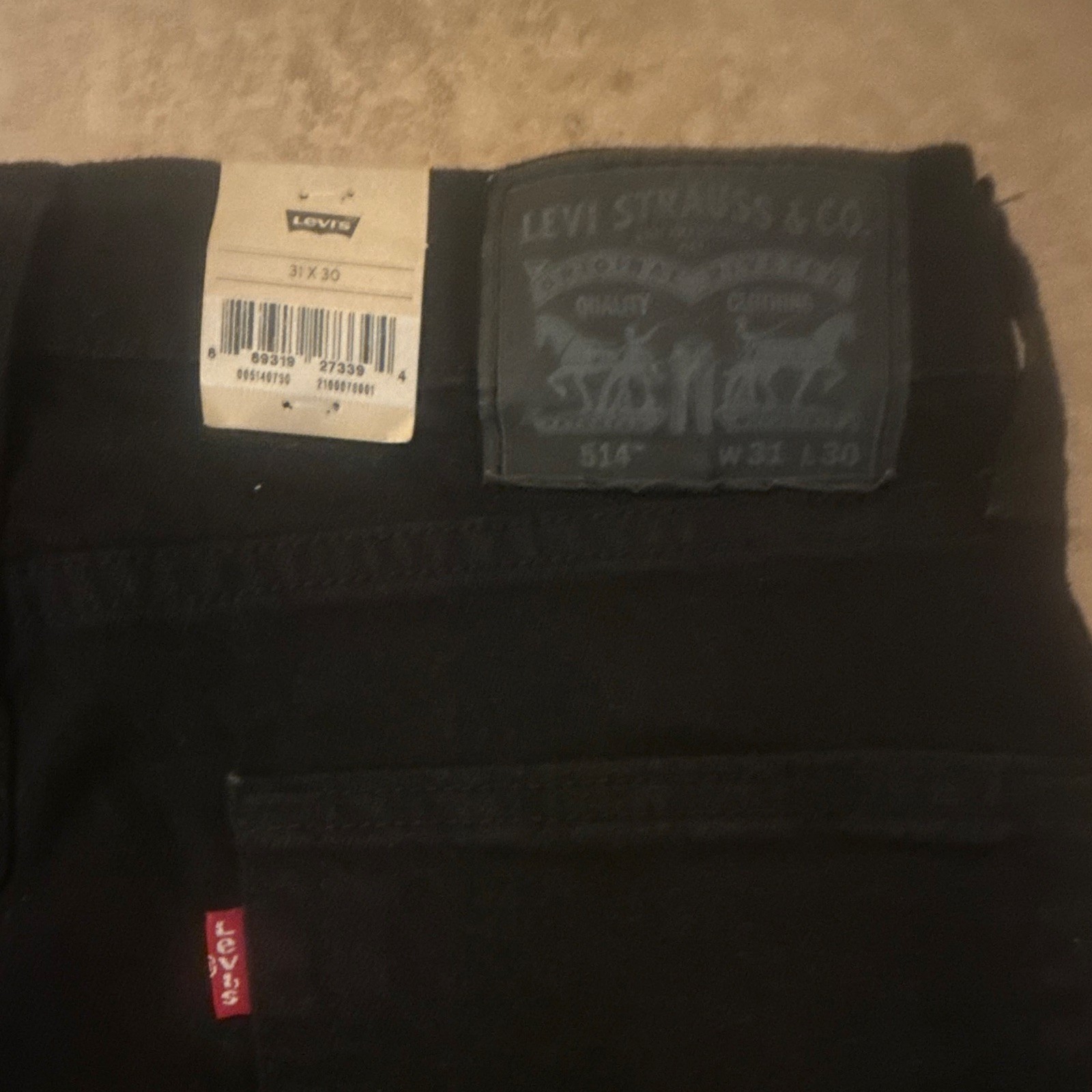 Levi’s 514 Men’s Black Straight Stretch Jeans Dark Wash Low Rise 5-Pocket 31-30