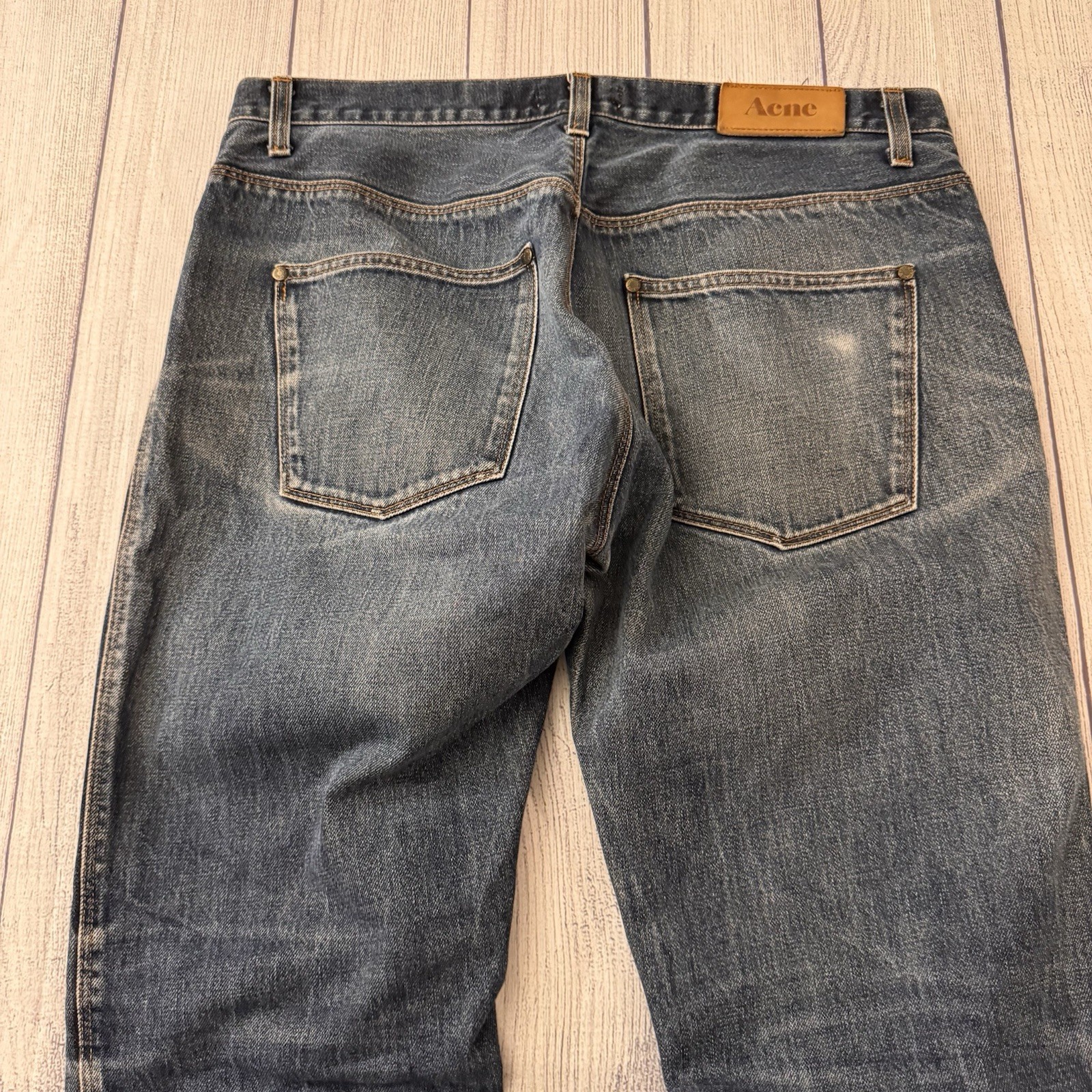 Acne Studios Max Raw Straight Leg Jeans Men 35×32 Blue Denim Made In Albania
