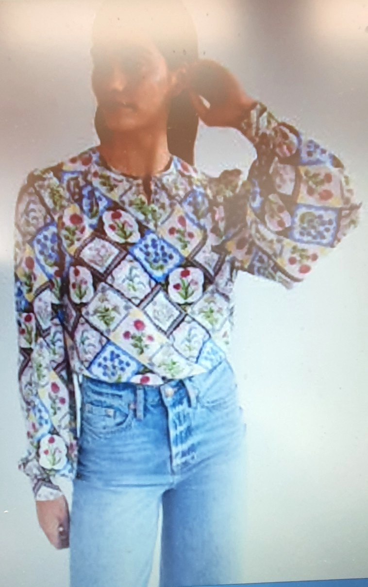 BODEN NWT Placement Print Wow Shirt – UK 18 – Floral Tile RRP £125