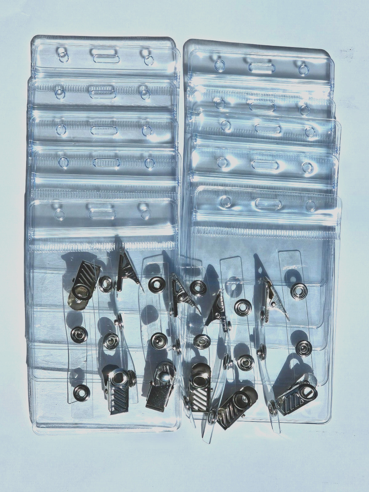 10 Vertical ID Cards + Metal Clips ID Holder Tag Badge Clear Work Waterproof Zip
