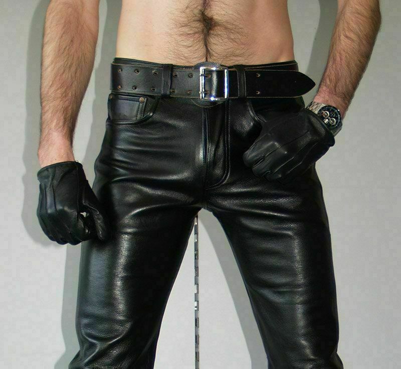 Men’s Black Genuine Lambskin Real Leather Casual Jeans Biker Leather Pant