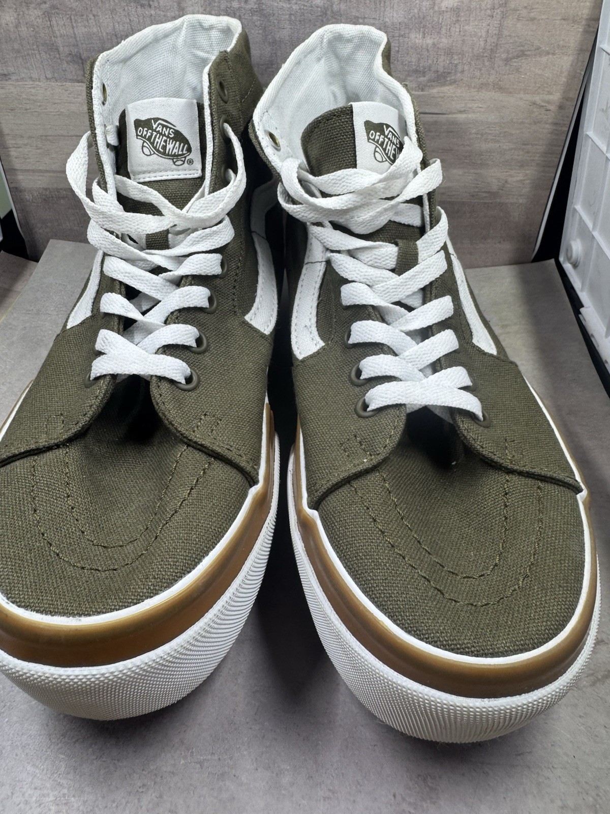 Vans SK8 Hi Tapered Stackform Canvas Dark Olive Green Men 8 Women 9.5 Mint Cond