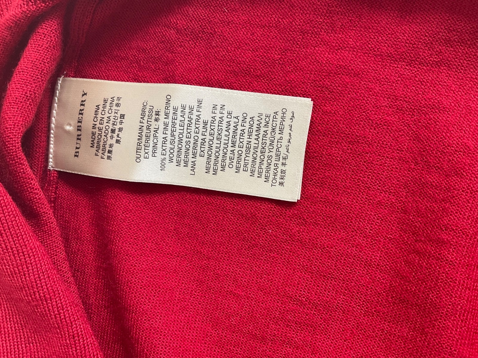 Burberry womens red cardigan S p Burberry logo 100% merino wool Uk 8 hardly worn