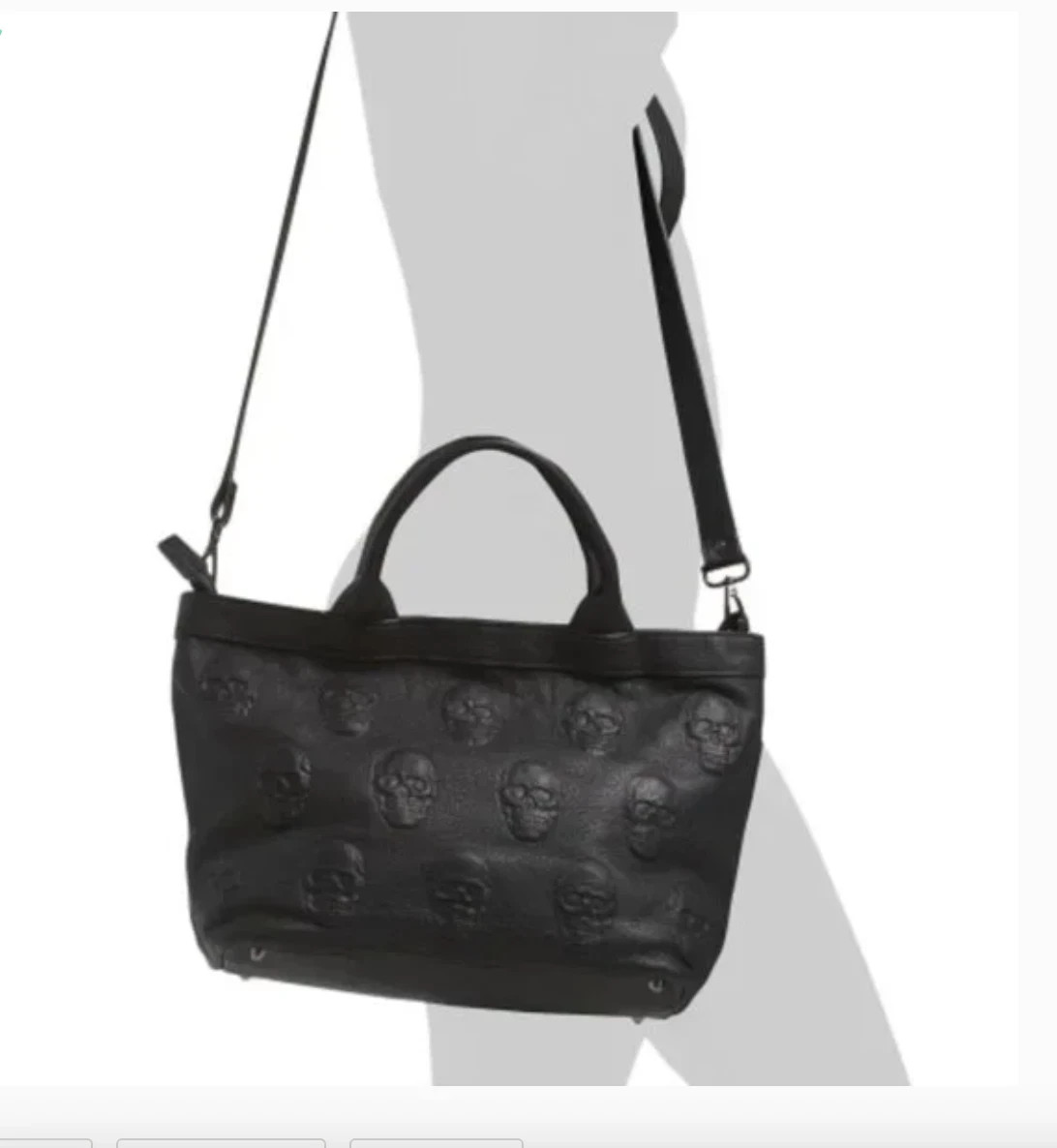 NWT IO Pelle Italia Skull Black Crossbody Bag Leather Made in Italy