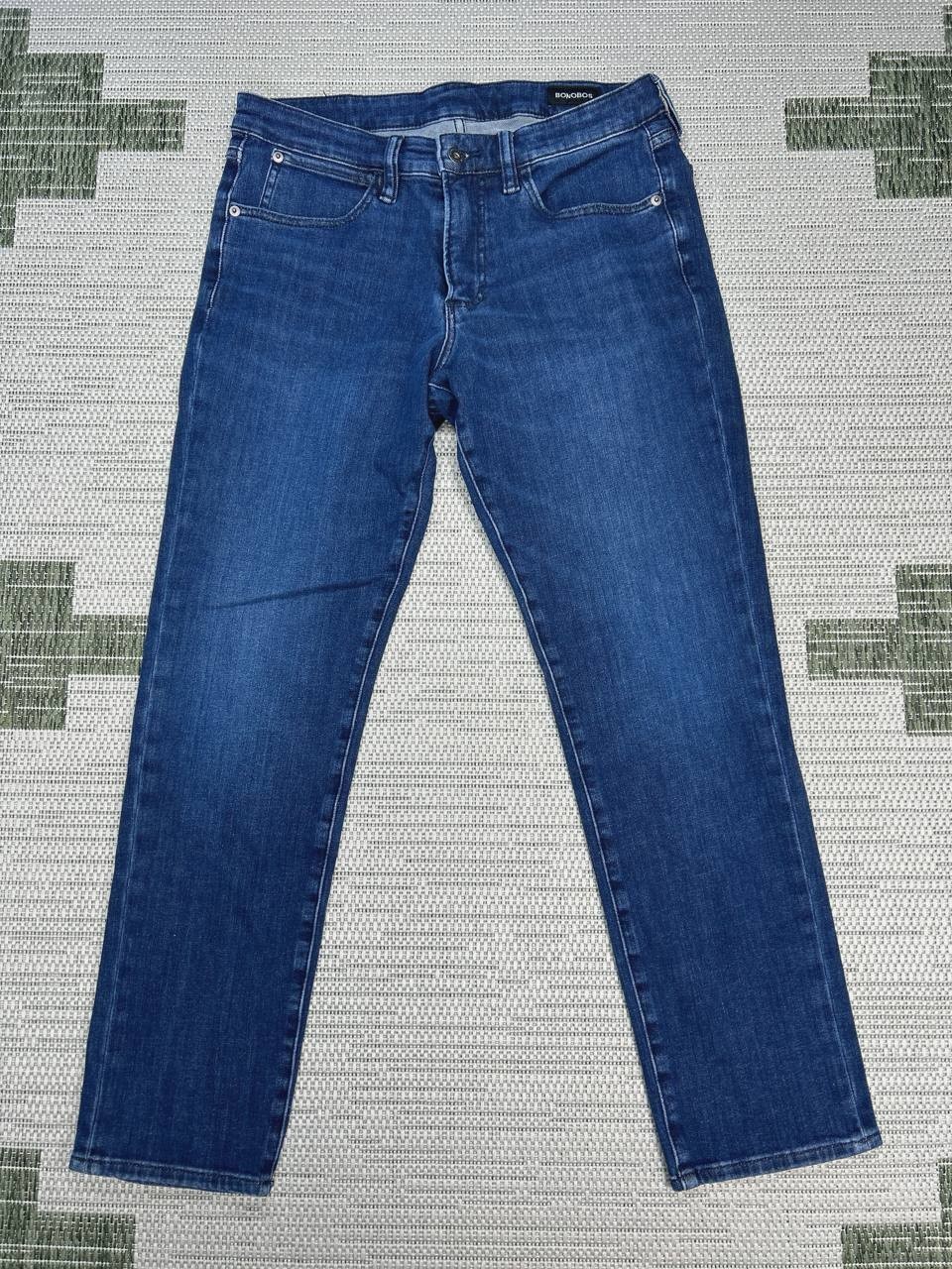 Bonobos Jeans Mens 32 Blue Denim Slim Fit Logo Cotton Stretch Mid Rise 30×29
