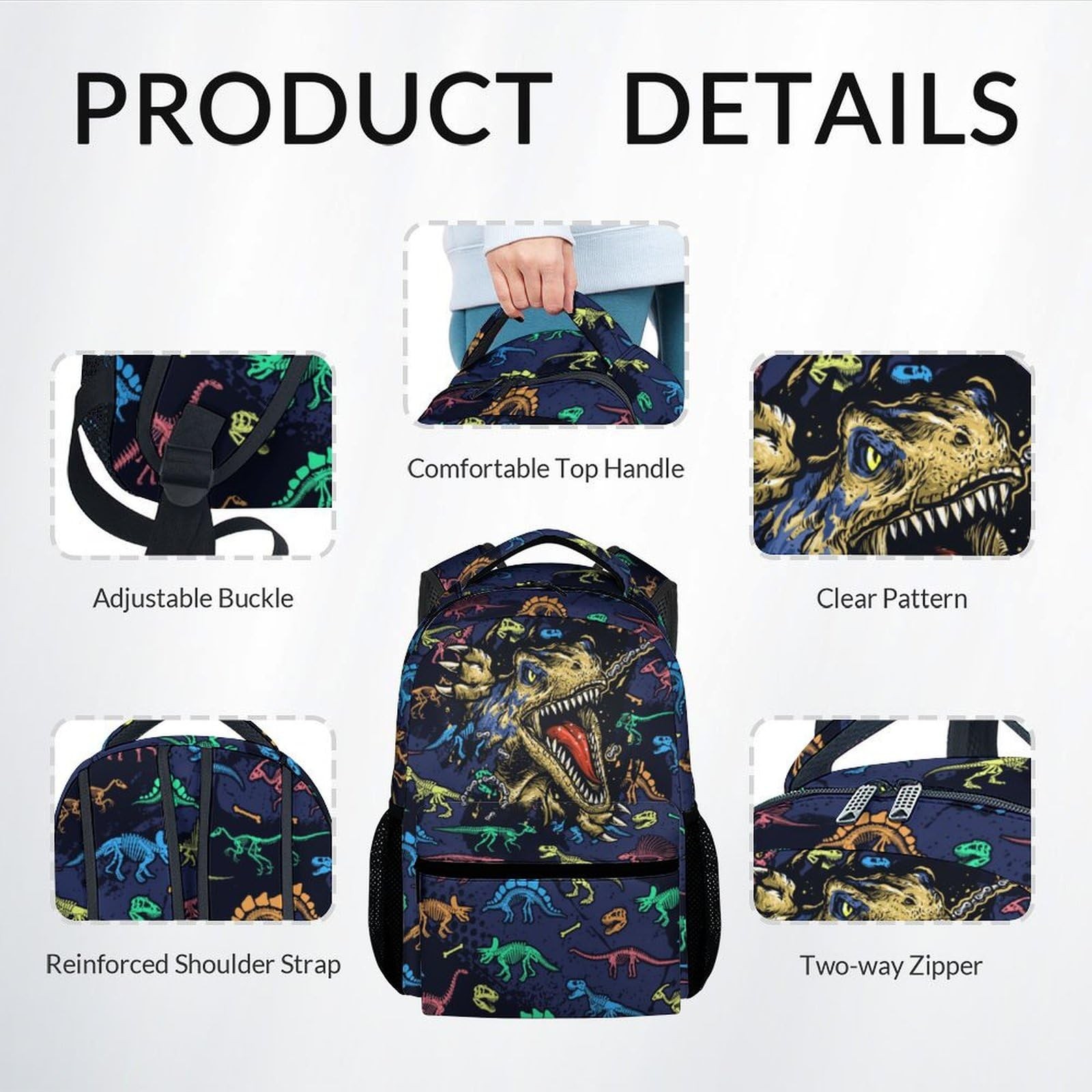 Boys Backpack with Lunch Box – 3 in 1 Cool Dinosaurs Bookbag for School, Trav…