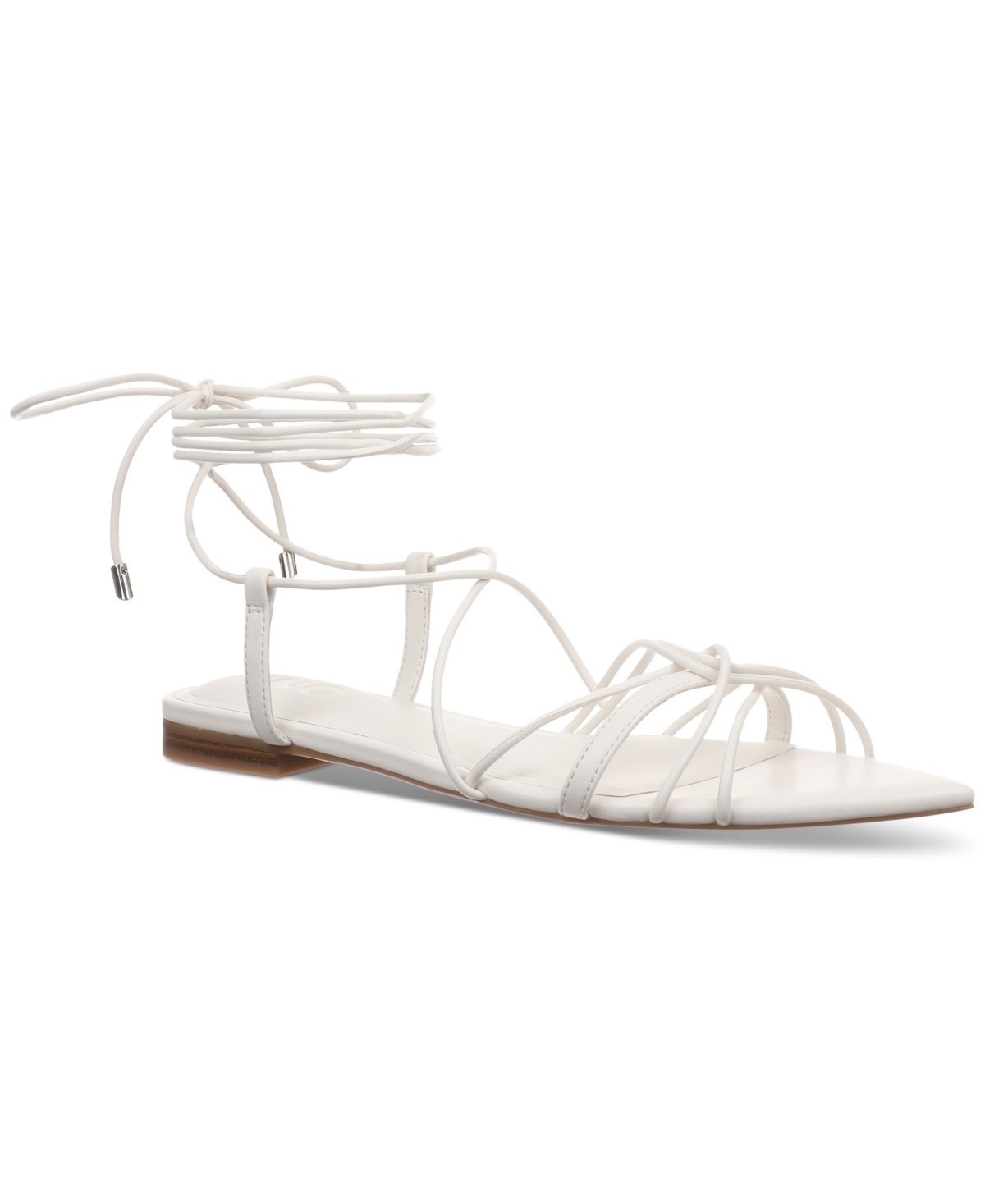I.n.c. International Concepts Women’s Kharmaa Lace-up Flat Sandals White Smooth