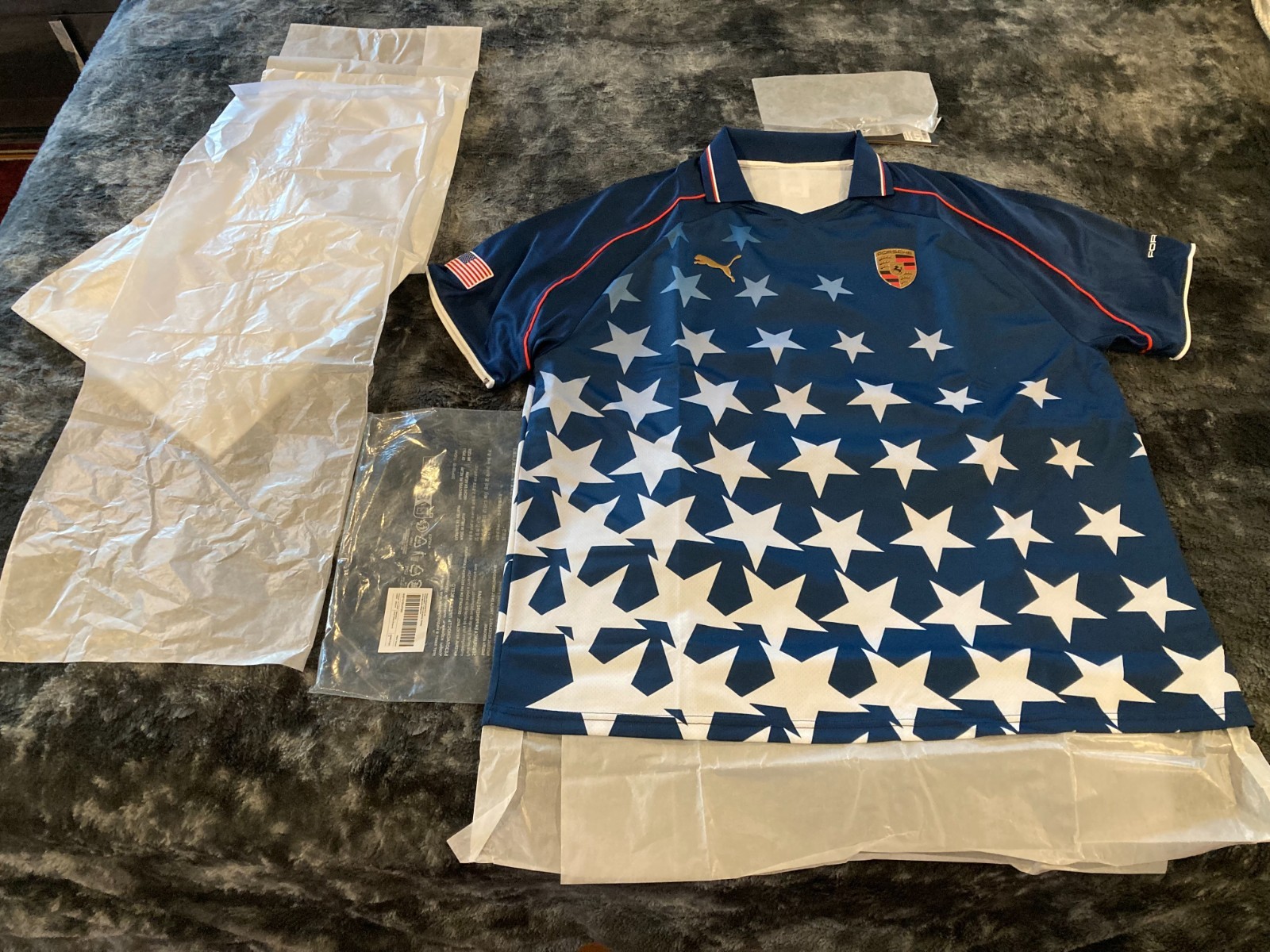 PORSCHE DESIGN / PUMA LTD ED. USA SOCCER STYLE T-SHIRT WITH COLLAR USA SIZE XXL
