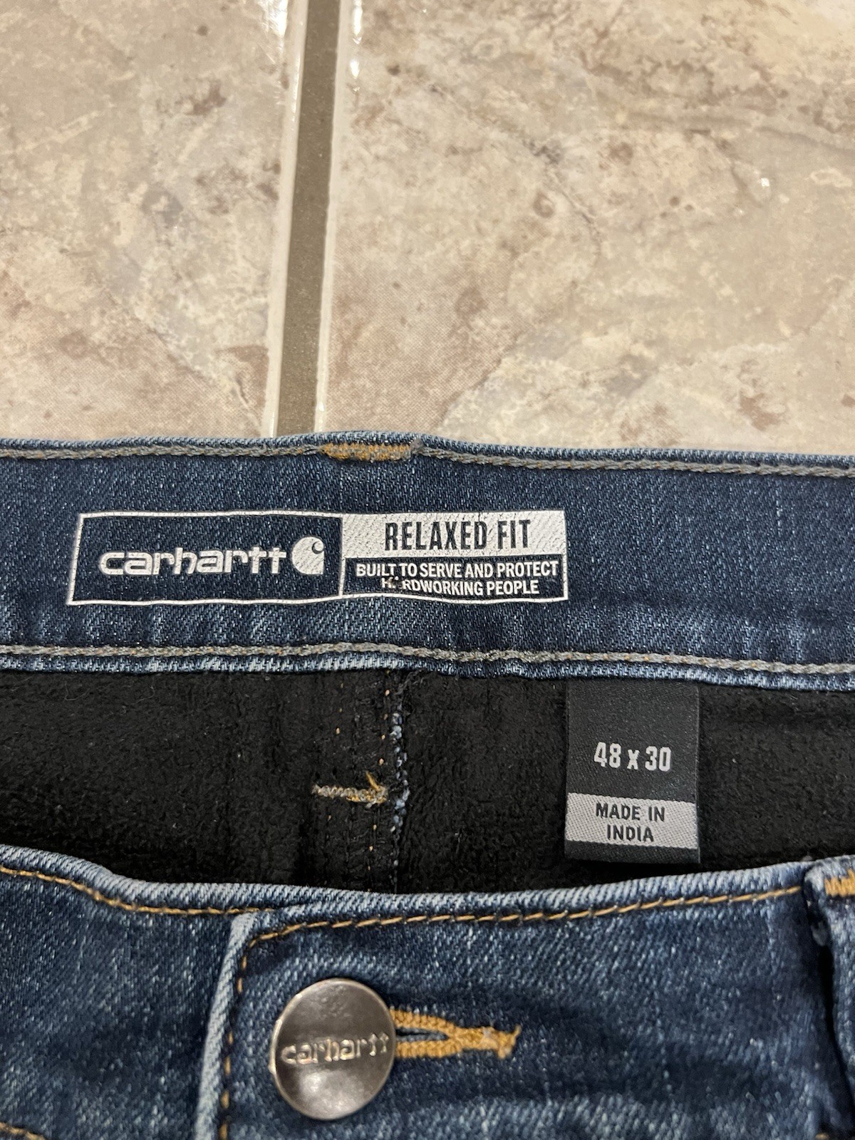 Mens 48X30 Carhartt 104939 Rugged Flex Relaxed Fit Fleece Lined 5 Pocket Jeans