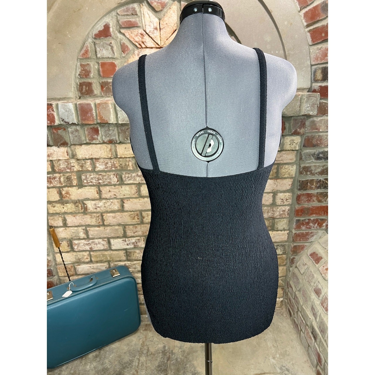 Jantzen one piece swimsuit Vintage black textured gold buckles