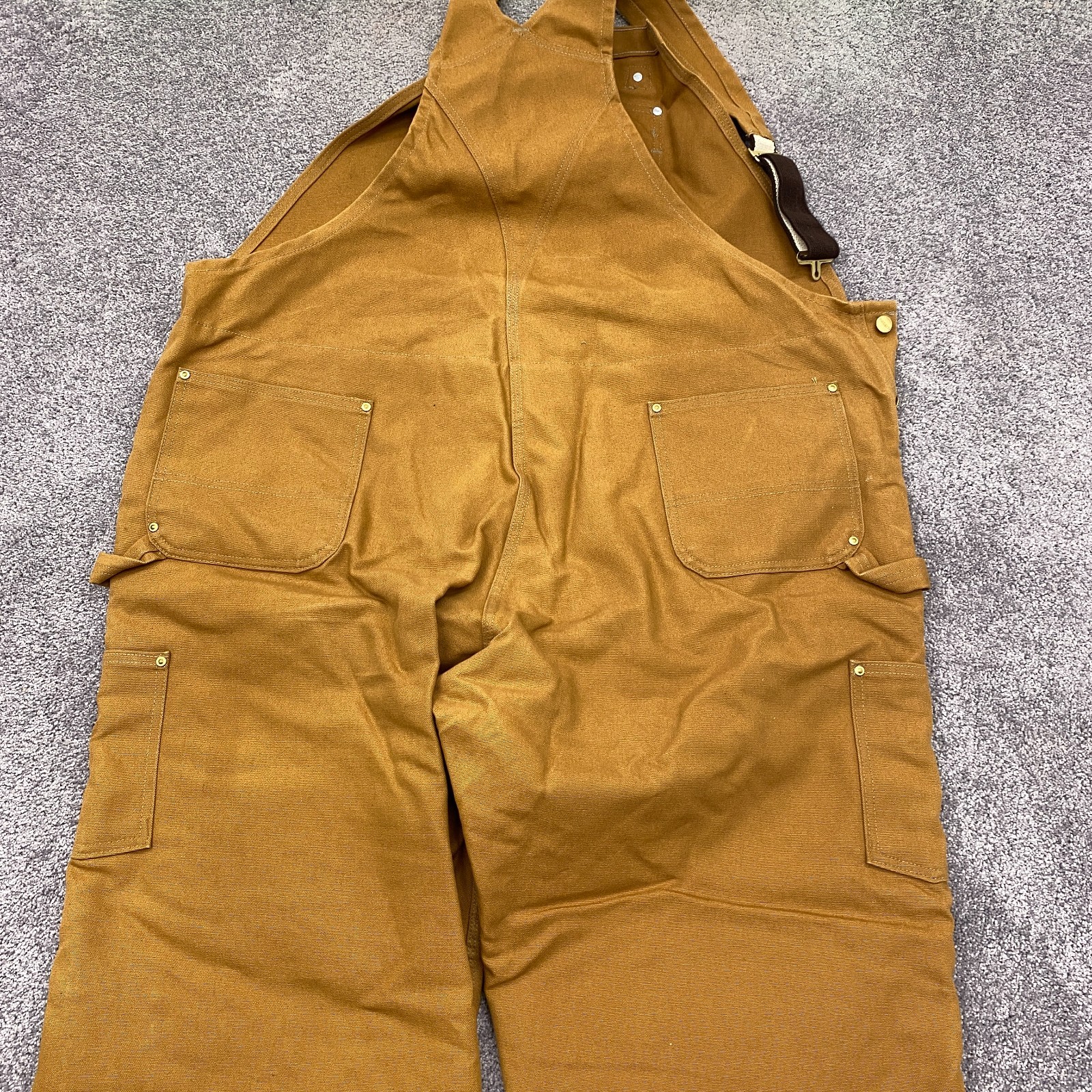 Carhartt Bib Overalls 48X32 Brown Canvas Quilt Lined Duck Zip-to-Thigh R41 BRN