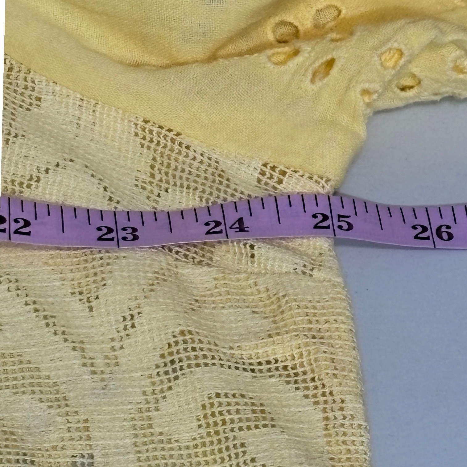 LOGO Lavish – Yellow Eyelet Lace Mesh Button Front Blouse Top Sz Extra Large