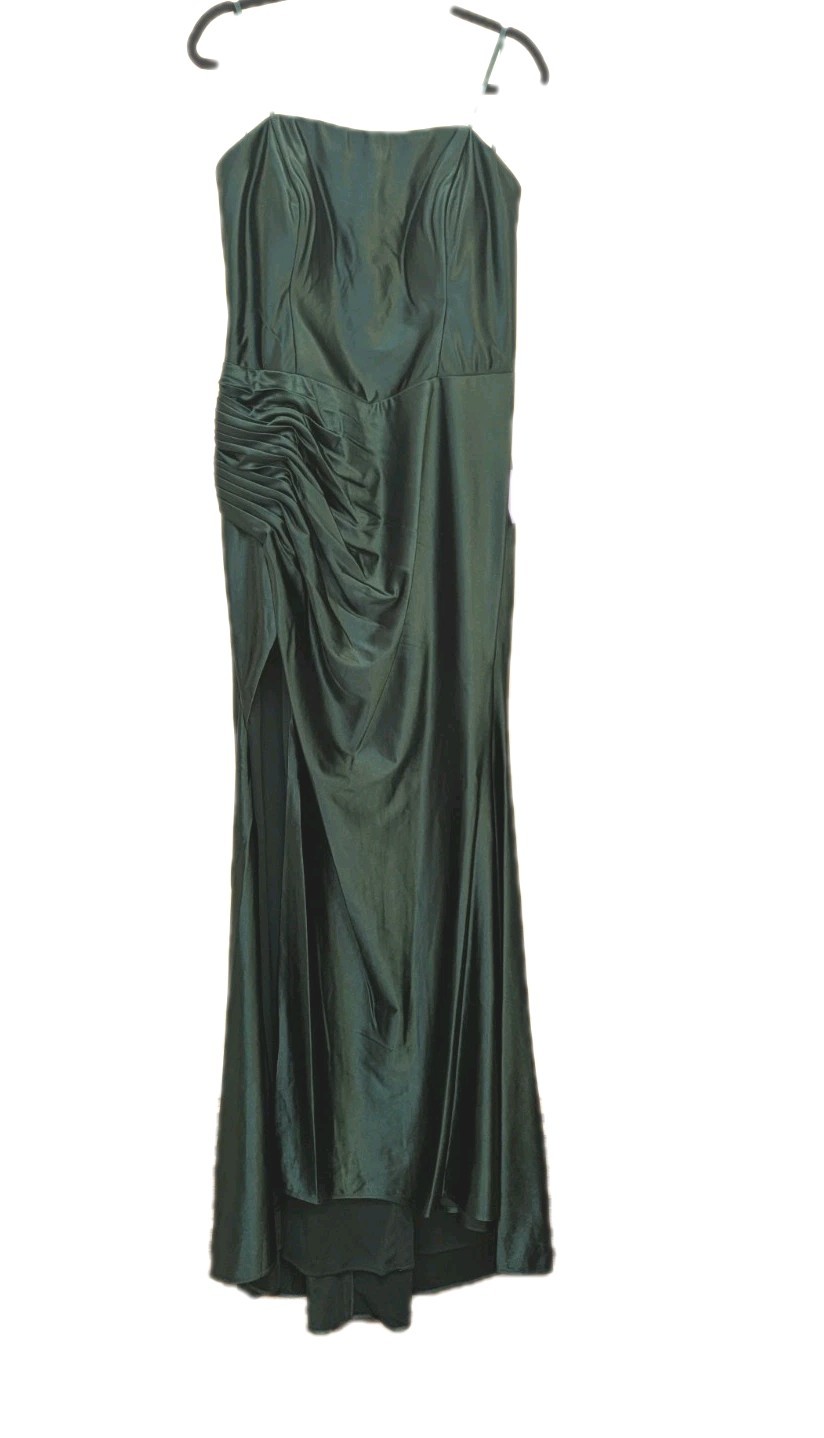Prom Dress Ladivine by Cinderella Divine Maxi Emerald Green Satin NWT 2XL
