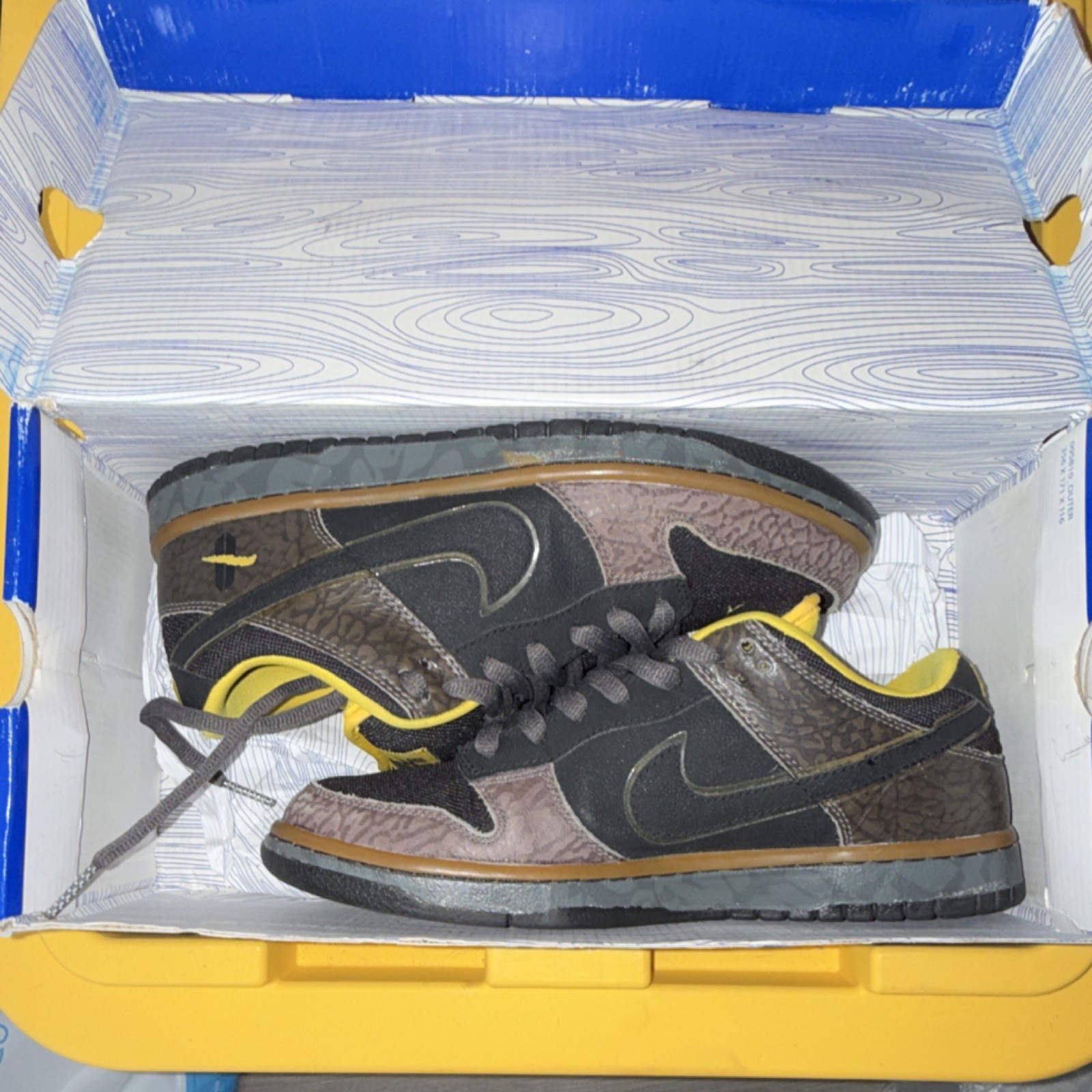 Nike Dunk Low Premium SB Yellow Curb Black Brown Yellow 313170-010 Men’s Sneaker