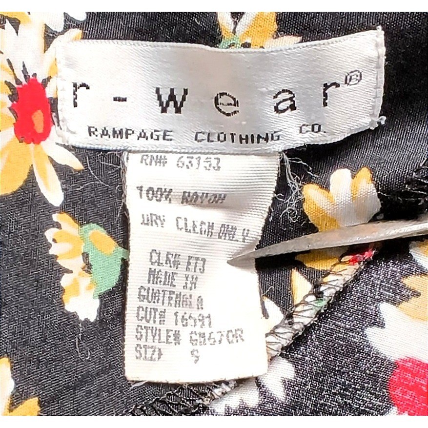90s Grunge Rampage Clothing Co Floral Midi Dress Women 9 Black Daisy Rayon