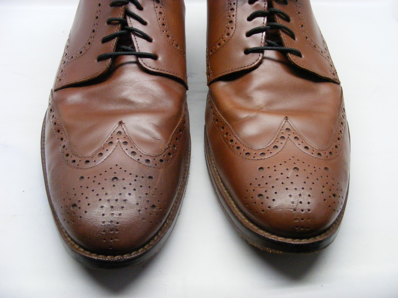 Cole Haan Mens Casual Dress Shoes Cognac Brown Leather Wingtip Oxford Size 13M
