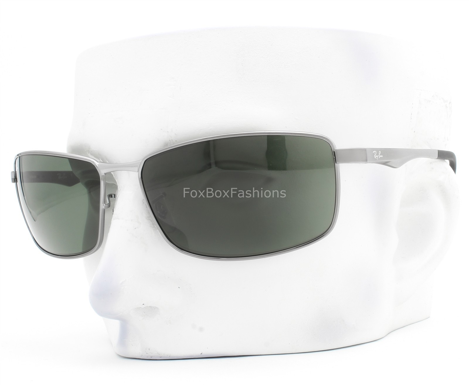 Ray-Ban Sunglasses RB 3498 004/71 Gunmetal Dark Silver Green Tinted 64mm w/case