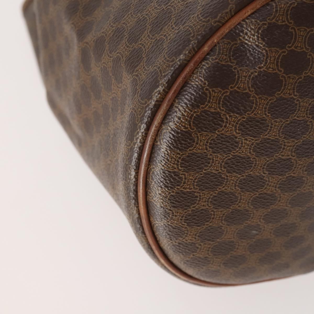 CELINE Macadam Canvas Purse Backpack PVC Leather Brown Gold Auth 174718