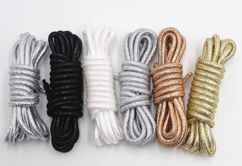 ROUND Holiday Fun Sparkly Glitter SHOE LACES Sneaker Casual Shoe Strings