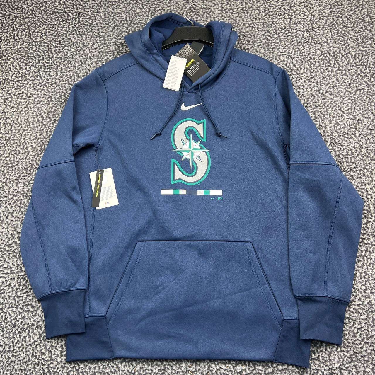 Nike Seattle Mariners MLB Dri-Fit Hoodie Men Large Blue Fleece Pullover New L