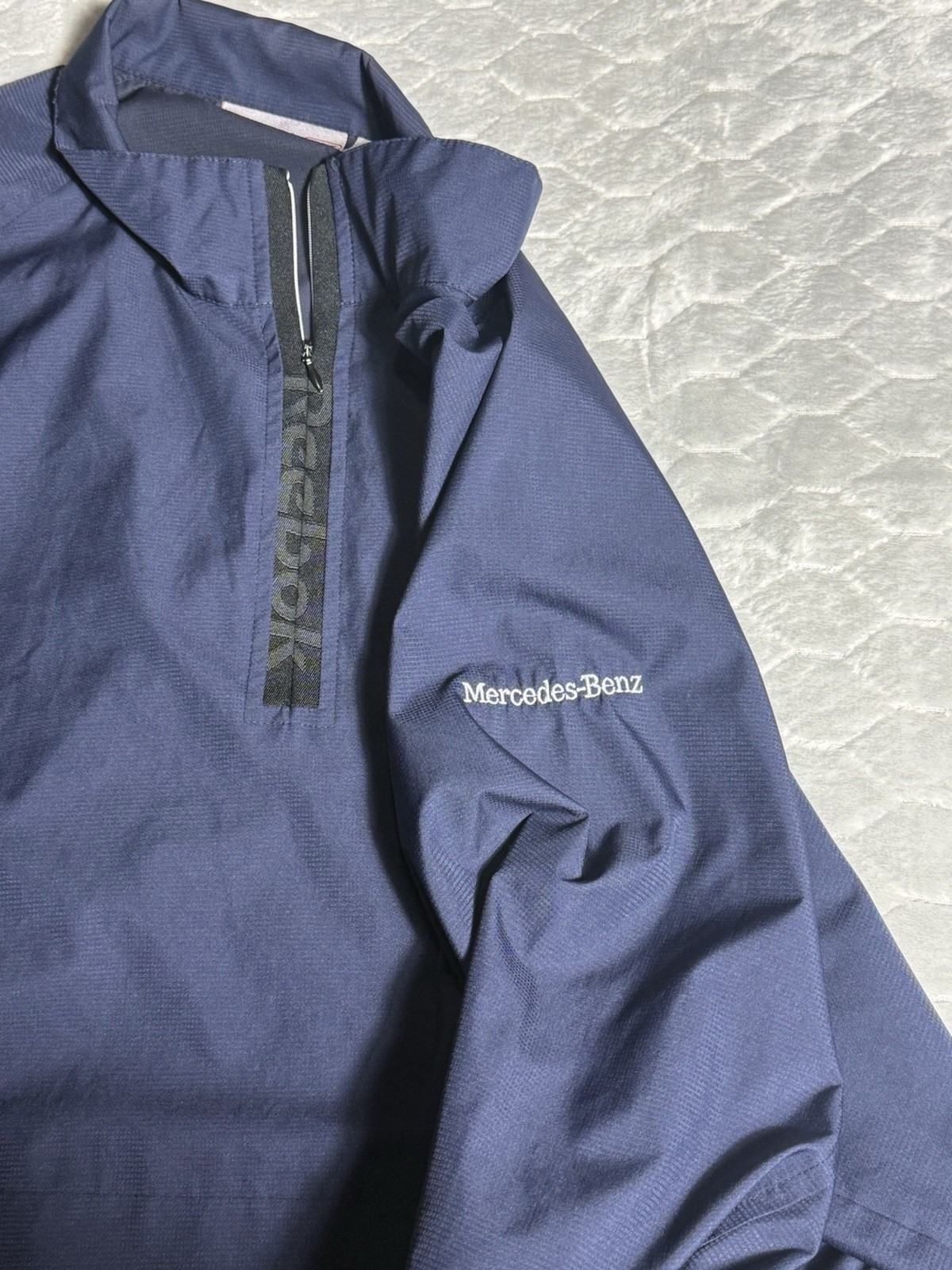 Reebok Mercedes-Benz Quarter Zip Windbreaker Jacket XL Navy Golf Logo