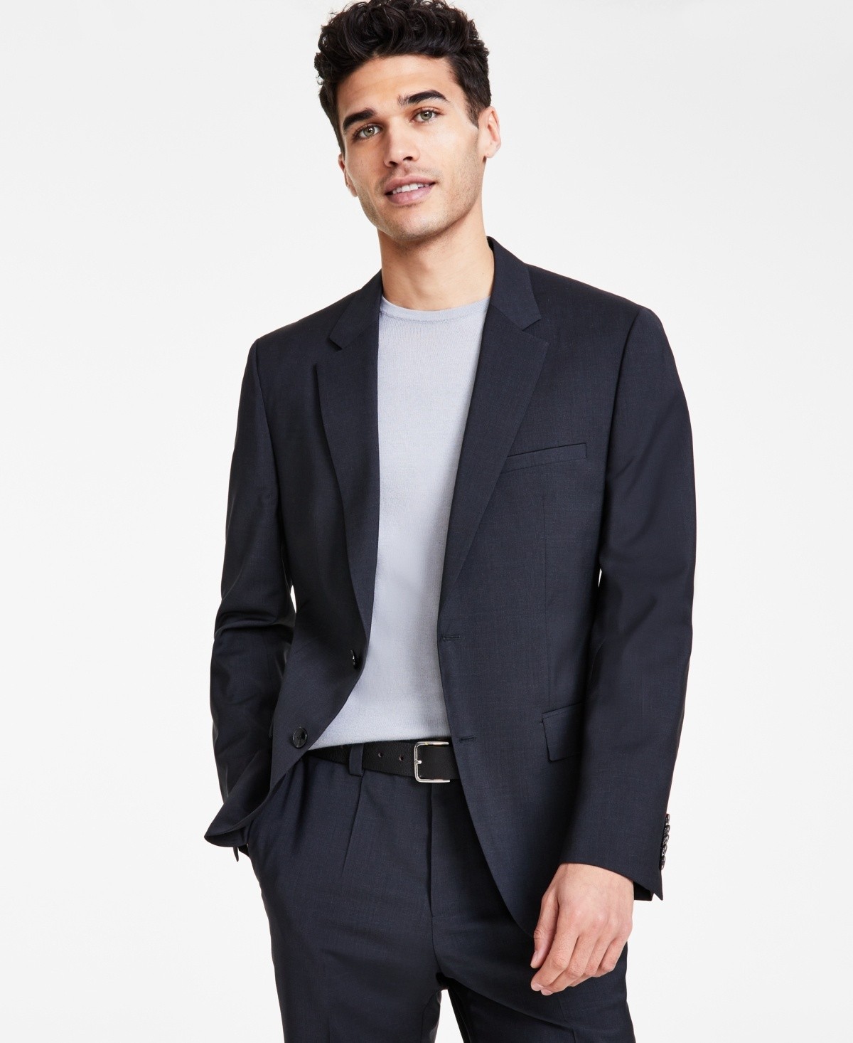 Hugo Boss Mens Slim fit Wool Suit Jacket Blazer 46 R Charcoal Grey Solid