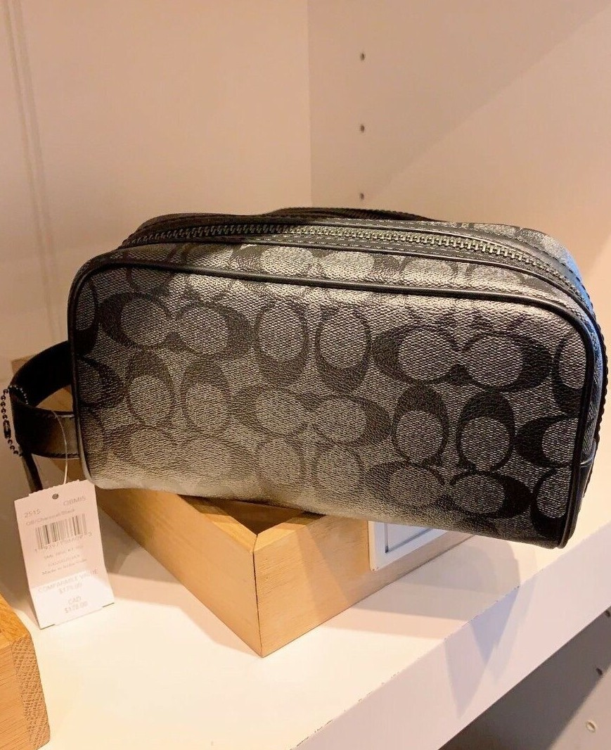 NWT Coach Small/Large Travel Kit In Signature Canvas/With Coach Patch