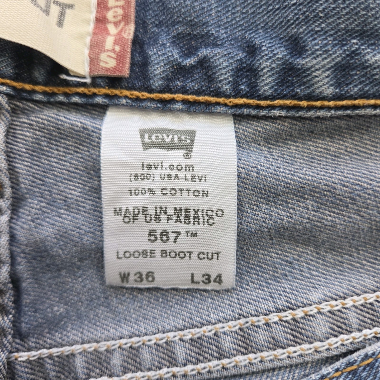 Vintage Levis 567 Mens Jeans Blue 36×31 Loose Bootcut Y2K 2004 Grunge Faded